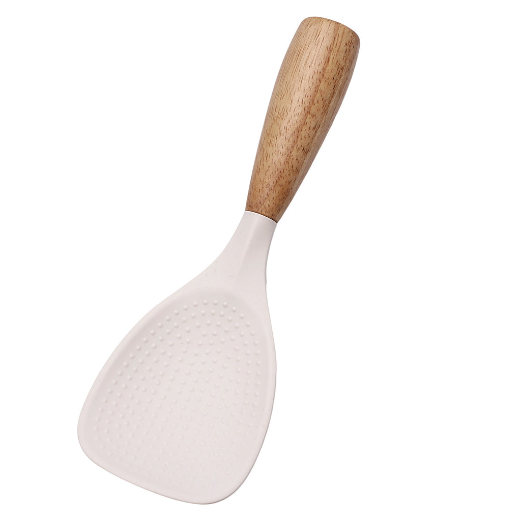 Vertical Silicone Rice Spoon Non-Stick Heat Resistant Wooden Handle