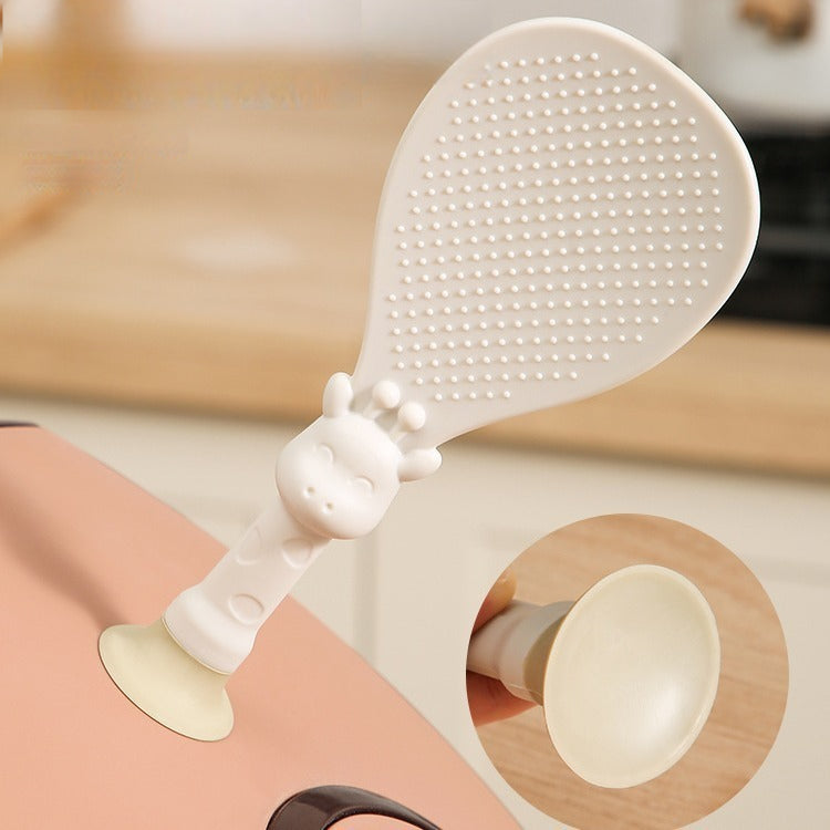 Fawn Suction Cup Rice Spoon Non-Stick Standing Rice Paddle Heat Resistant